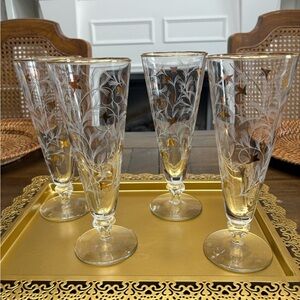 Four Mcm retro vintage Libbey tall barware glasses